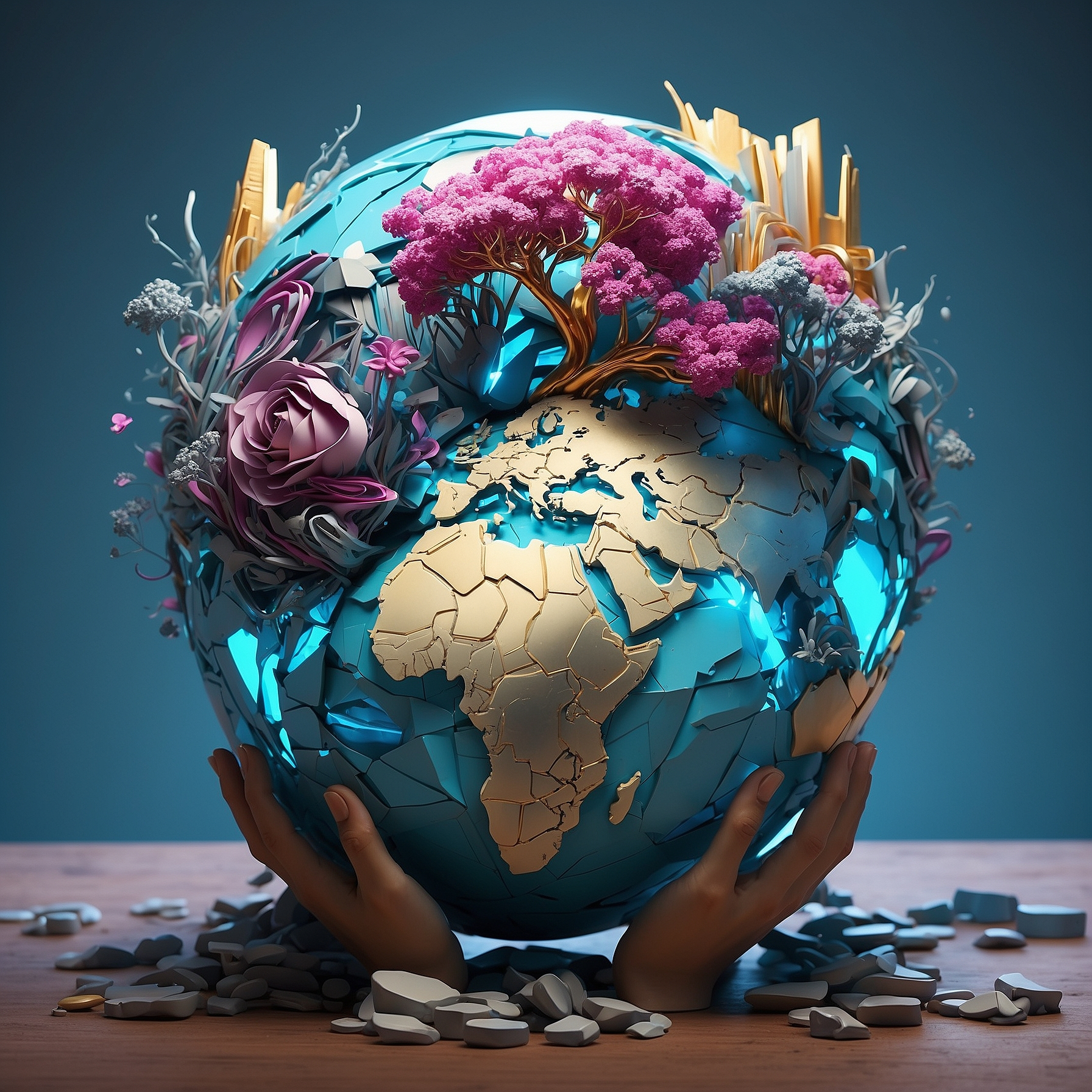 Abstract representation of a globe in hands, symbolizing the dynamic and fragile nature of emerging economies