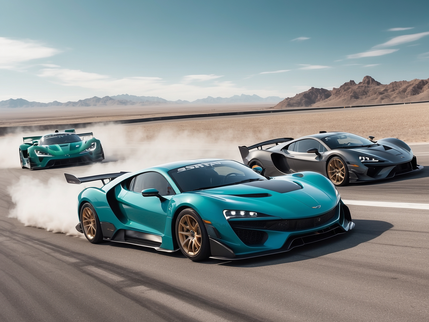 Three high-performance racing cars in a dynamic race, depicting speed and competition, emphasizing the concept of absolute advantage in business.