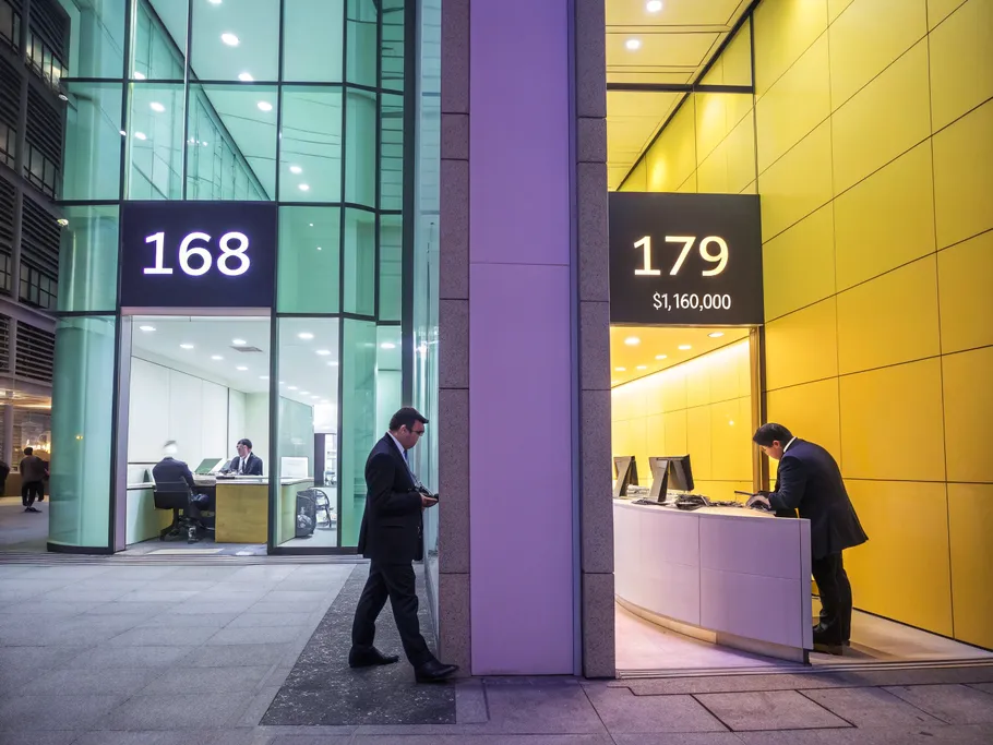 A split-screen image of two modern offices labeled 168 and 179, symbolizing the contrast between unlimited potential and financial limitations.